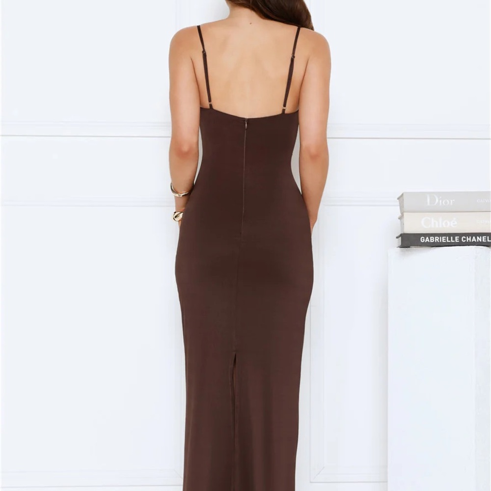 Hello Molly Chocolate Brown Spaghetti-Strap Maxi Dress - Picture 2 of 5